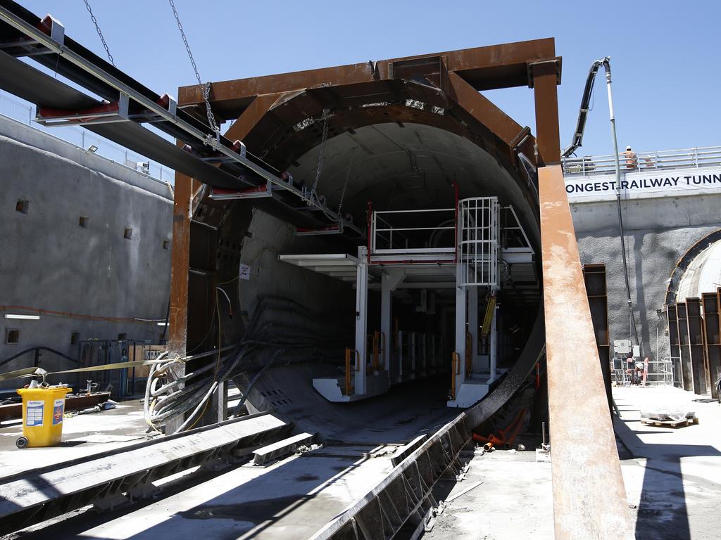 The entrance of the North West Rail Link tunnel at Bella Vista. The North West Rail Link is underway and TBM Elizabeth has cut through 1092metres of earth travelling East from Bella Vista. Picture: Bradley Hunter