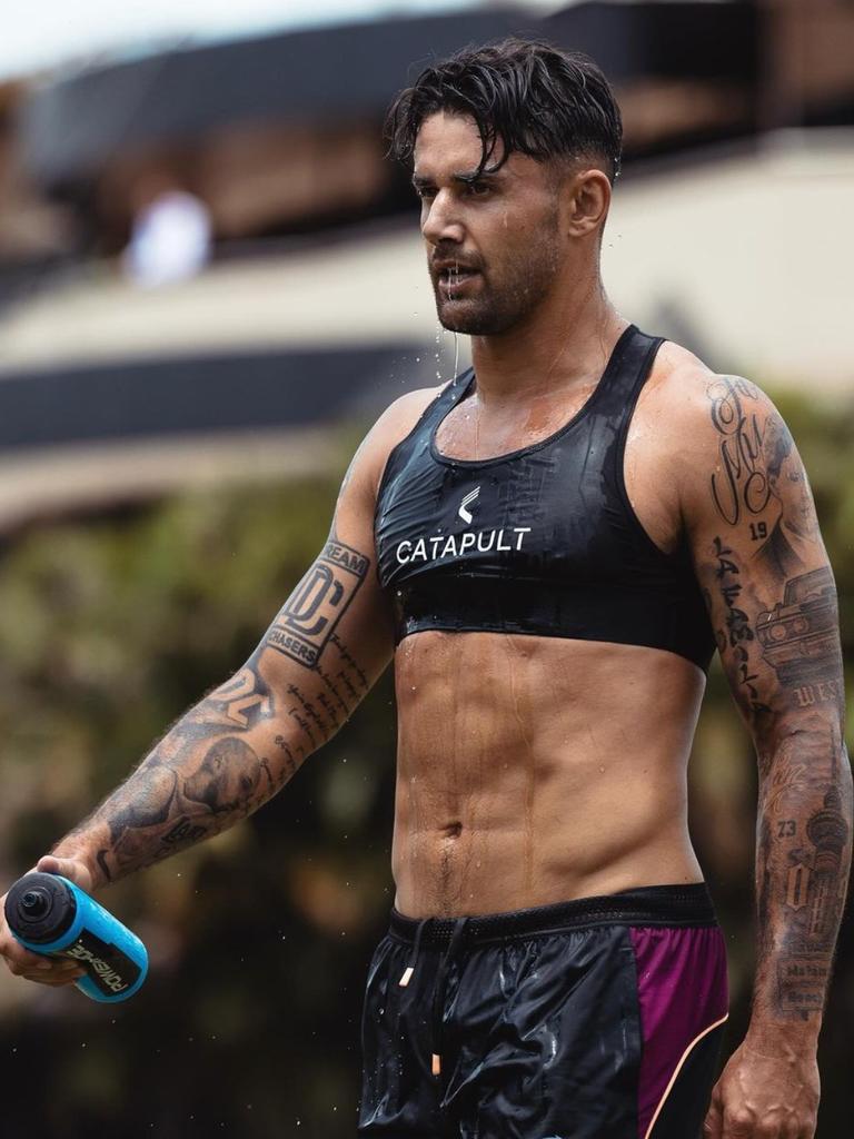 Jesse Arthars’ tattoos. Picture: Instagram / @brisbanebroncos