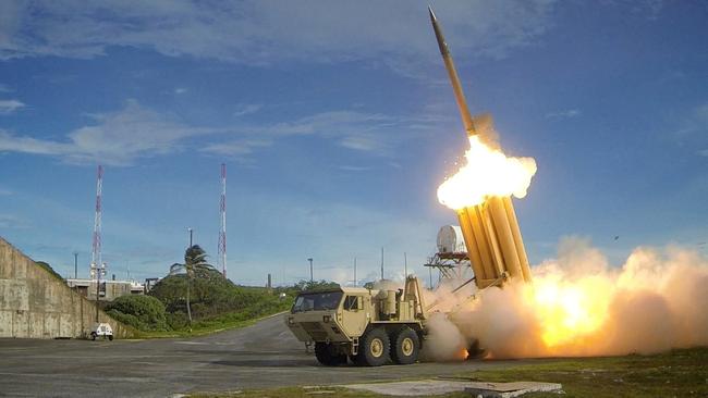 A Thaad interceptor is launched during a successful intercept test. Picture: Reuters.