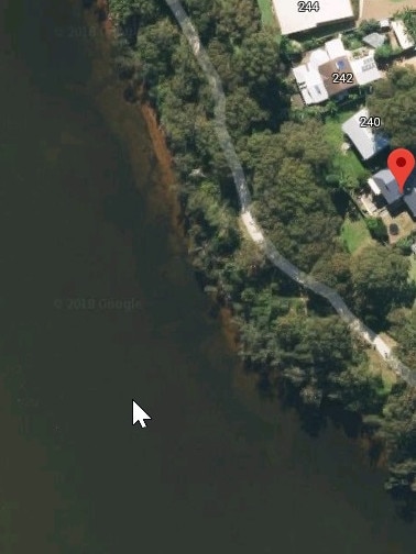 The current Google Map of the Buff Point site, showing no visible signs of the “fish trap”