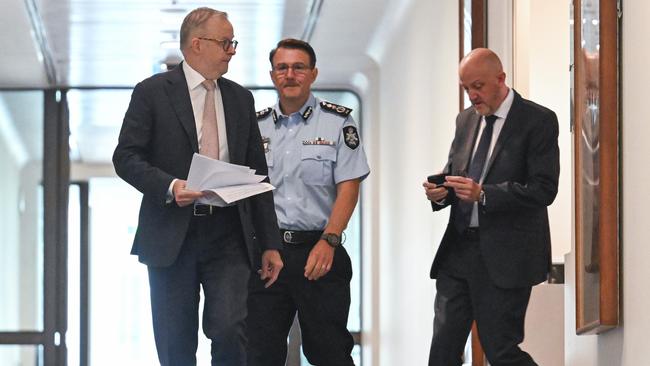 Prime Minister Anthony Albanese says he has backs ASIO director-general Mike Burgess (right). Picture: NewsWire / Martin Ollman