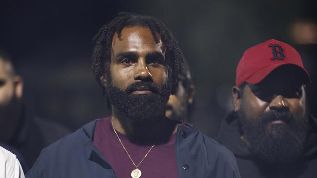 MELBOURNE, AUSTRALIA - APRIL 18: Heritier Lumumba looks on during Ngarra Jarra Noun Healing Ceremony at Victoria Park on April 18, 2023 in Melbourne, Australia.ÃÂ¼ (Photo by Daniel Pockett/AFL Photos/via Getty Images)