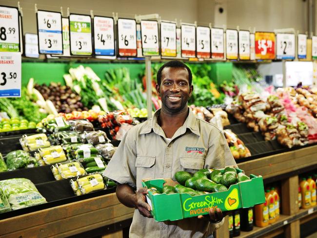 Mr Walker at work in Harris Farm in Manly. Picture: Braden Fastier