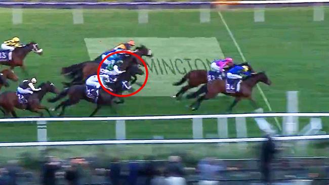 Poison Chalice (circled) was an eye-catcher in the Listed Straight Six at Flemington on Saturday.