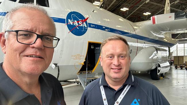 Space Centre Australia chair Scott Morrison and company chief executive and co-founder, James Palmer at Wallops Range, Virginia, USA, A new agreement between Space Centre Australia and NASA for a “horizontal launch capability” is being framed by the company as a key step towards the opening of a major international space port in Cape York