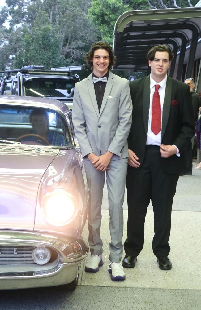 St John's College year 12 students arrive in style for their 2023 formal.