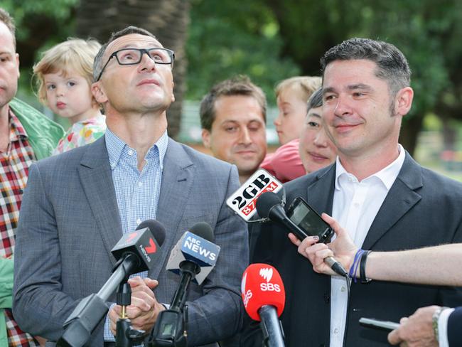 Australian Greens Leader Dr Richard Di Natale and Greens candidate for Grayndler Jim Casey / Picture: Renee Nowytarger