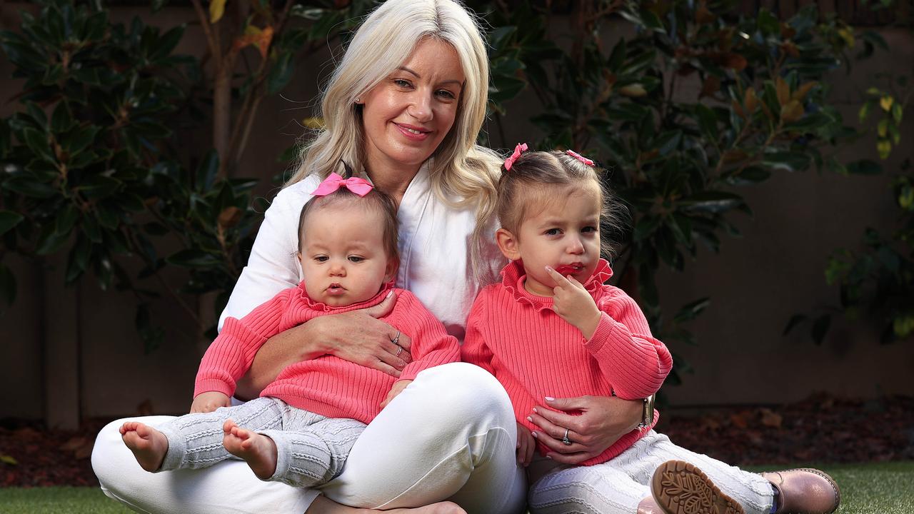 Pimpama’s Melissa Pearce, with children Magnolia, 1, and Sofia, 2, says vaccination was a priorit. Picture: Adam Head