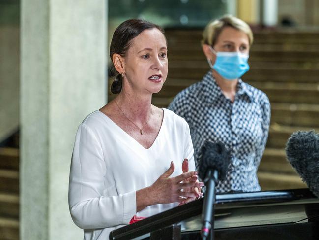 Health Minister Yvette D'Ath and Deputy Chief Health Officer Dr Sonya Bennett with COVID update at Parliament House, Sunday, April 4, 2021 - Picture: Richard Walker