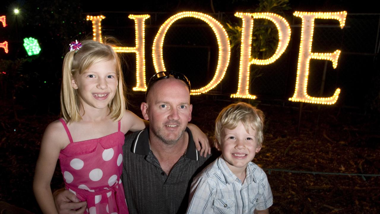 (From left) Caitlin, Brad and Matthew Lyons at the Toowoombas Christmas Wonderland in Queens Park, Saturday, December 03, 2011. Photo Kevin Farmer / The Chronicle