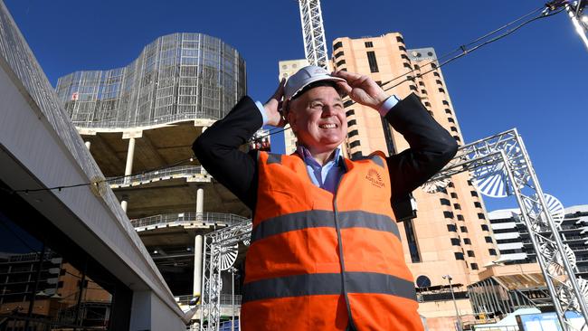 Adelaide Casino general manager David Christian in front of the new luxury hotel which is under construction. Picture: Tricia Watkinson