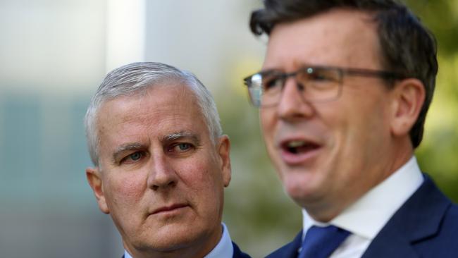 The Deputy Prime Minister Michael McCormack (left) and Urban Infrastructure Minister Alan Tudge want the NSW Government and local councils to tell them about road improvement projects they can help fund. Picture: Gary Ramage