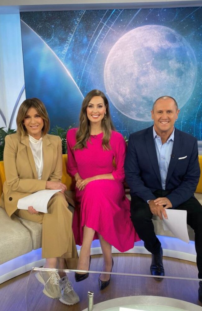 Astrologer Natasha Weber with Seven’s Morning Show hosts, Larry Emdur and Kylie Gillies.