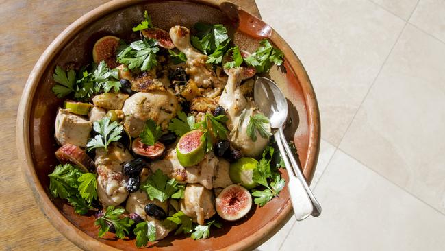 Delicious: roast chicken with fig, grapes, walnut &amp; bread salad. Pictures. Jack Fenby