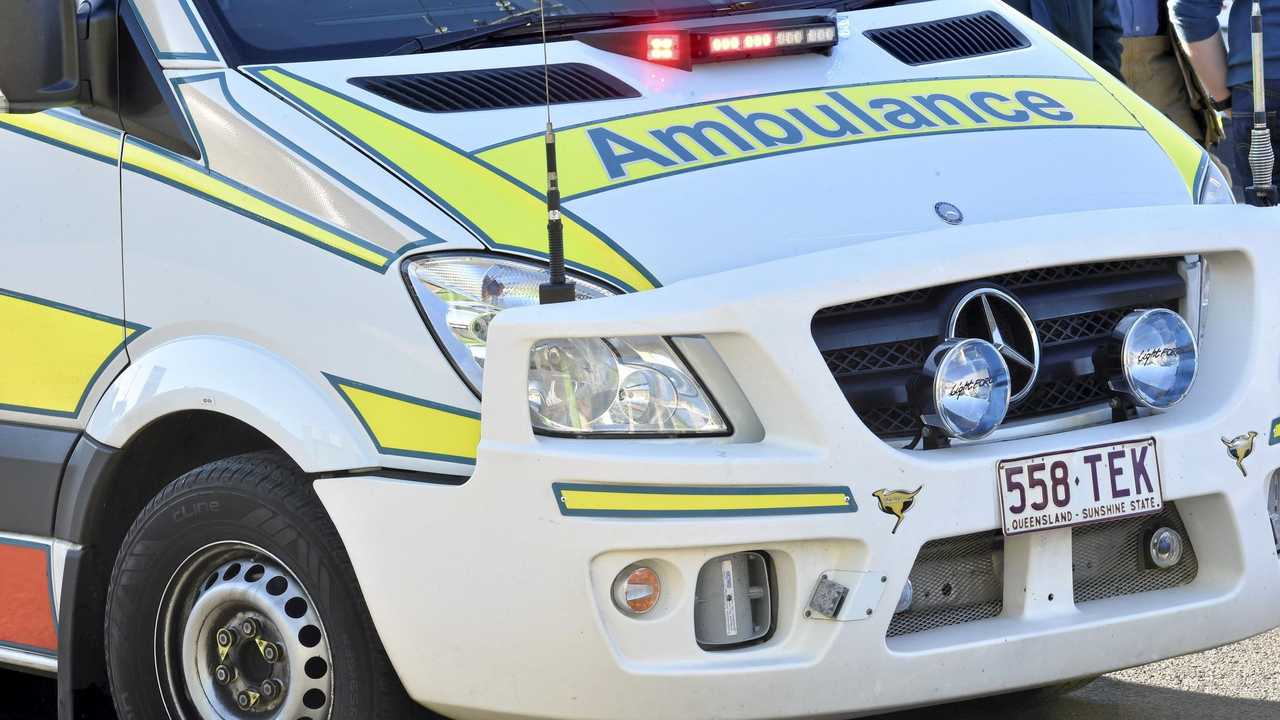 CRASH: Car crashes into barrier on the Warrego Highway. Picture: Bev Lacey