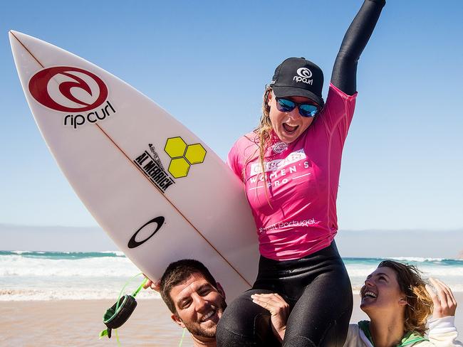 Nikki Van Dijk after her win at the Cascais Women's Pro..