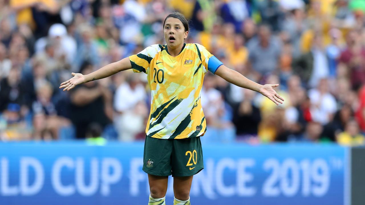 Sam Kerr reacts to the winning goal