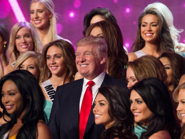 Donald Trump, former co-owner of the Miss Universe Organization, poses with the 2013 Miss USA delegates in Las Vegas on June 15, 2013. Picture: AFP/Miss Universe Organization