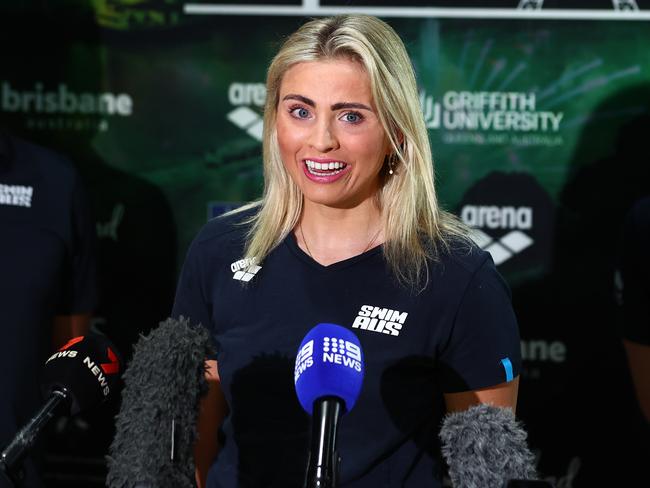 Leary speaking to the media earlier in the week. Picture: Chris Hyde/Getty Images