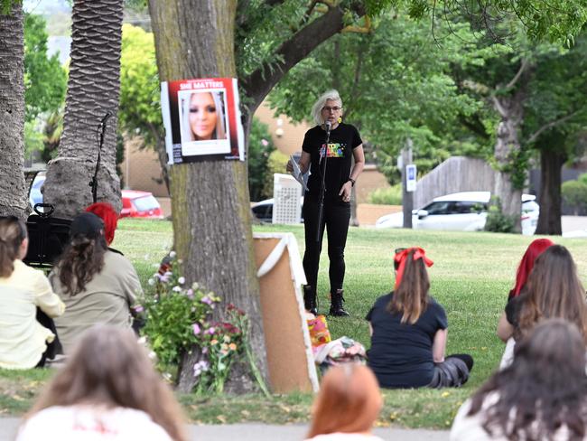 Sherele Moody speaks at the vigil. Picture: Josie Hayden