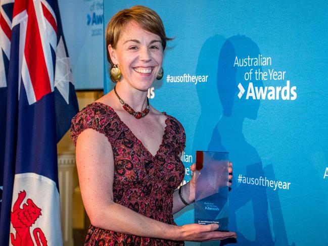 Dr Jess Melbourne-Thomas after being named the 2020 Tasmanian Australian of the Year