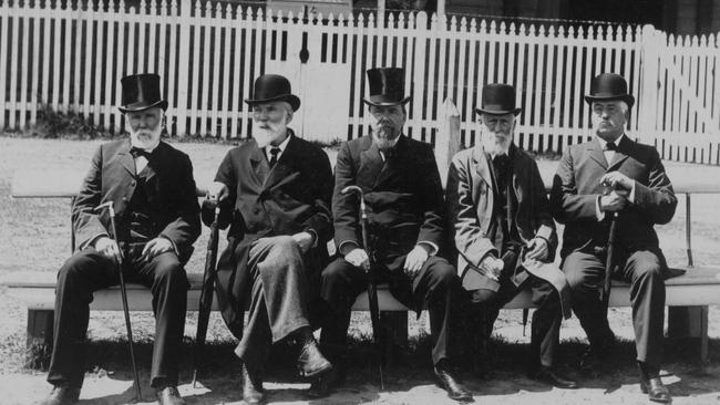 A group of men let their beards down at a picnic at Clontarf 1900. Photo State Archives