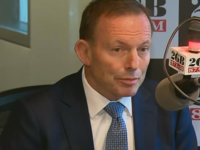 Former Prime Minister Tony Abbott appearing on the Ray Hadley Radio show. Pic CH 7