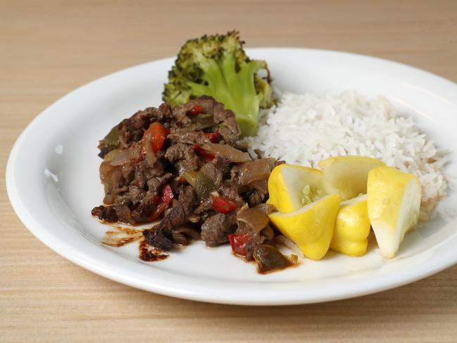 NRAH menu option — Szechuan beef stir-fry. Picture: Calum Robertson