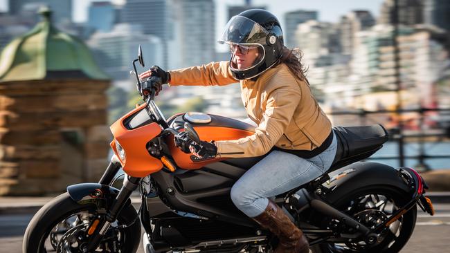 Monique Lisa rides the Harley-Davidson LiveWire.