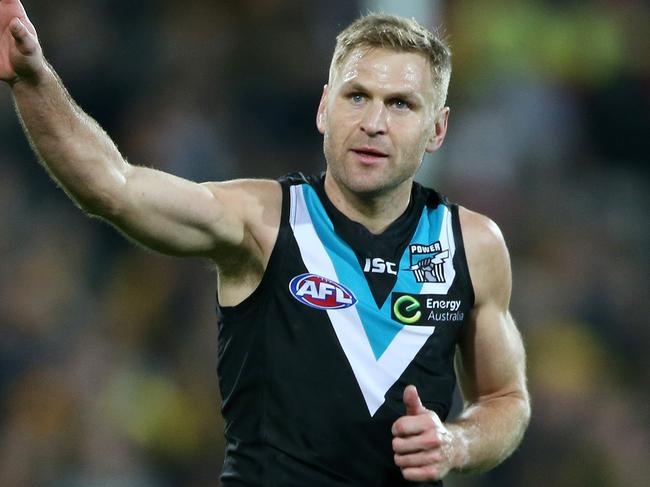 24/05/15 Kane Cornes after his last game. Port Adelaide Power v Richmond at the Adelaide Oval. photo Calum Robertson