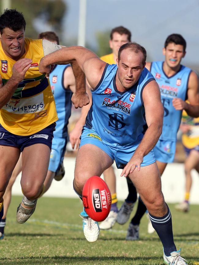 New SANFL football boss Matt Duldig in action during his Sturt playing days.