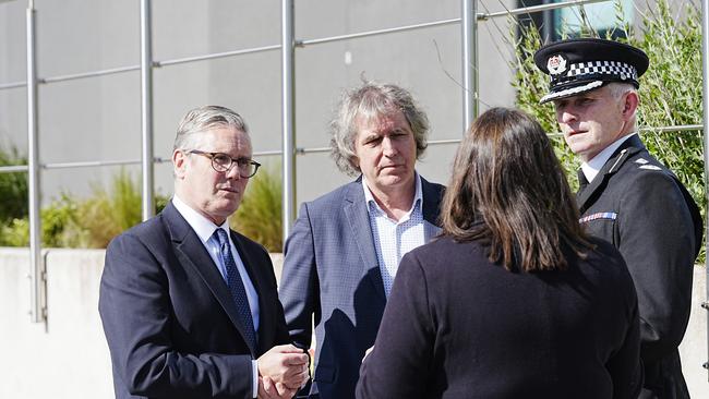 Prime Minister Sir Keir Starmer meeting with Police and Crime Commissioner Emily Spurrell (R), Deputy Chief Constable Chris Green (2R) and the Mayor of Liverpool City Region, Steve Rotheram (2L) at Merseyside Police Headquarters. Picture: Getty Images