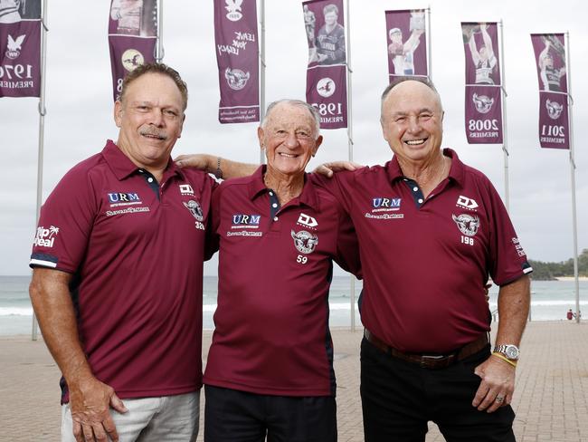 Manly Sea Eagles legends Cliff Lyons, Ken Arthurson and Max Krilich. Picture: Jonathan Ng