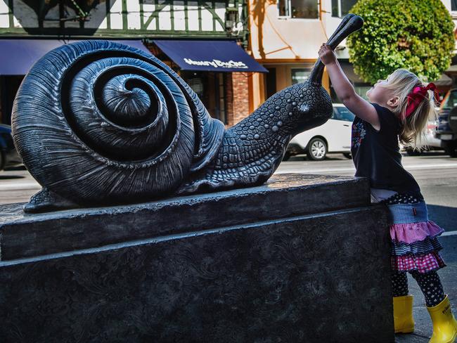 Snail Play by Martin Moore is part of Toorak Village’s permanent sculpture collection 535 Toorak Road. Pic: Supplied.