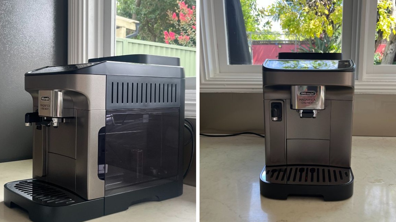 'Sleek but substantial": The De'Longhi Magnifica Evo Next is magnificent looking machine that requires its fair share of benchspace. Picture: Kara Byers