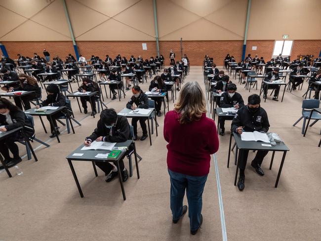 Gleneagles Secondary students finish the General Achievement Test. Picture: Jason Edwards