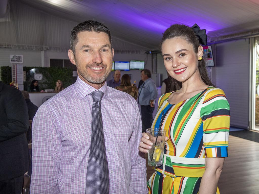 Jeff Stone and Mila Fotiou. Melbourne Cup Day at the Toowoomba Turf Club. Tuesday, November 1, 2022. Picture: Nev Madsen.