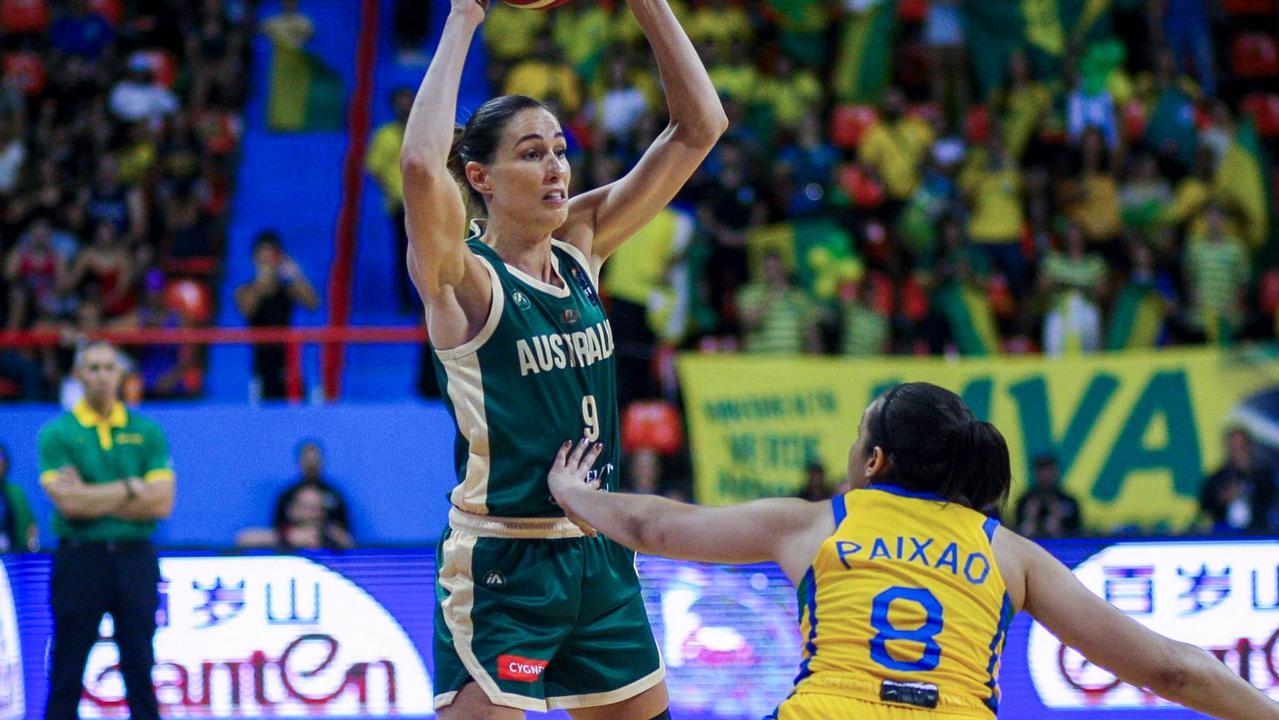 Bec Allen was huge against Brazil. Picture: Thiago Gomes / AFP