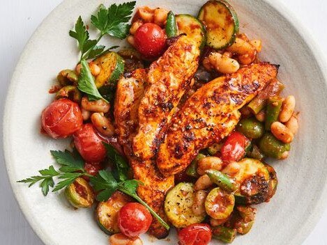 A Spanish chicken and bean dish.