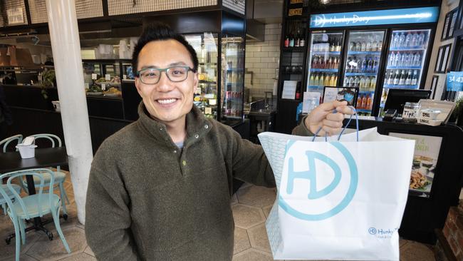 DoorDash Chief Executive Officer and co-founder Tony Xu at Hunky Dory Fish and Chips in Melbourne. Picture: NCA NewsWire / David Geraghty