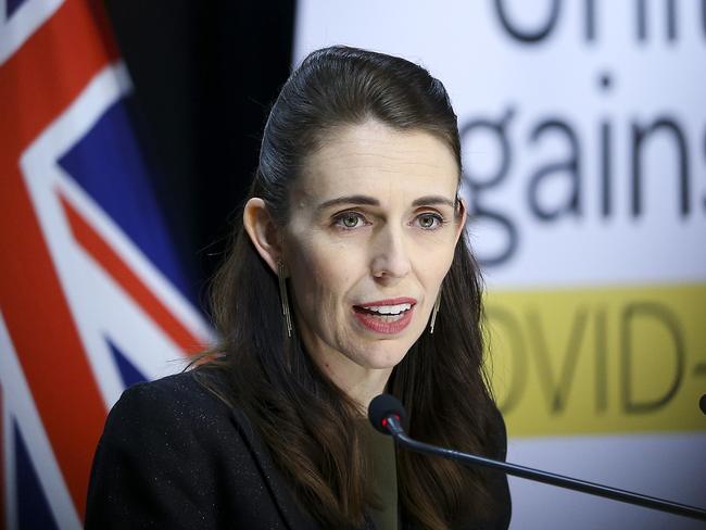 WELLINGTON, NEW ZEALAND - MAY 05: Prime Minister Jacinda Ardern speaks to media during a press conference at Parliament on May 05, 2020 in Wellington, New Zealand. No new COVID-19 cases or related deaths have been recorded in New Zealand for the second day in a row since lockdown measures were introduced in response to the coronavirus pandemic. New Zealand's lockdown measures eased slightly on April 28 as the country moved to COVID-19 Alert Level 3. New Zealanders must still remain home unless going to work, school, picking up essential supplies or exercising, but under Level 3, recreational activities such as swimming, surfing, fishing and hunting are allowed provided social distancing is maintained. Restaurants, cafes and other food businesses may now offer takeaway or delivery services only. Schools are open for children up to Year 10 who cannot study from home, or whose parents need to return to work. Mass gatherings remain banned, and only at Level 2 will indoor events of 100 people or outdoor events of 500 people be permitted. However, under Alert Level 3 an exception has been made for funerals and weddings, with no more than 10 attendees now permitted provided there is no reception event or food served. New Zealand has been in full lockdown since March 26. (Photo by Hagen Hopkins/Getty Images)