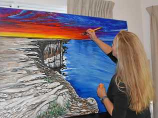 FUNDRAISING: Artist Suze Williams hopes to raise some money to save the Great Australian Bight through her painting. Picture: Caitlin Zerafa