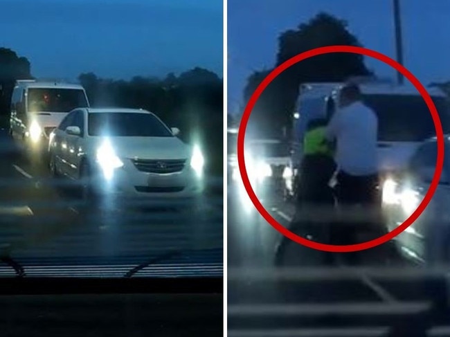 Drivers confront eachother in daschacam footage. Picutre: Facebook Dash Cam Owners Australia