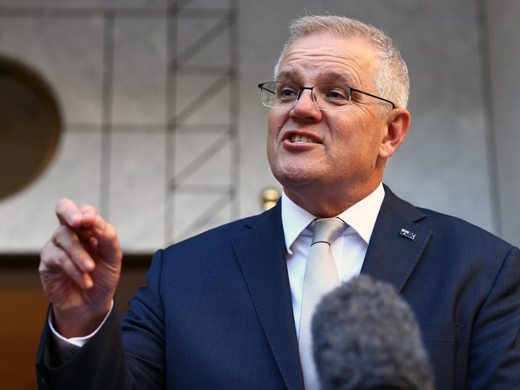 Prime Minister Scott Morrison during a press conference in Canberra. Picture: NCA NewsWire / Gary Ramage