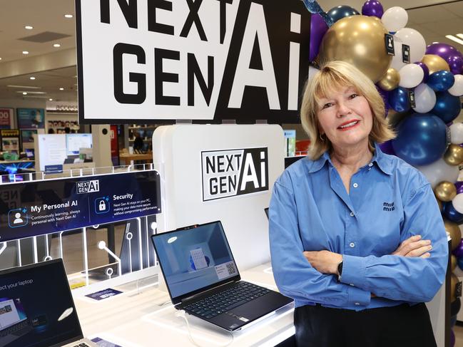 20/6/24: Harvey Norman CEO Katie Perry in the Auburn store with a Microsoft Copilot+ (AI) laptop, which went on sale this week. She explains how itÃ¢â¬â¢s a game changer in personal computing. John Feder/The Australian.