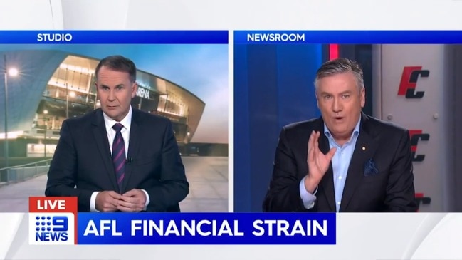 Eddie McGuire faces off with Tony Jones (Nine News)