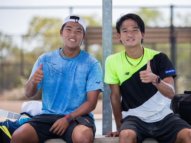 Kokoro Isomura (JPN) and Taiyo Yamanaka (JPN) before their matches. Picture: Pema Tamang Pakhrin.