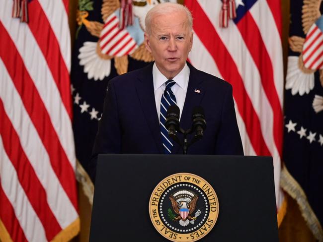 US President Joe Biden speaks to the press. Picture: AFP