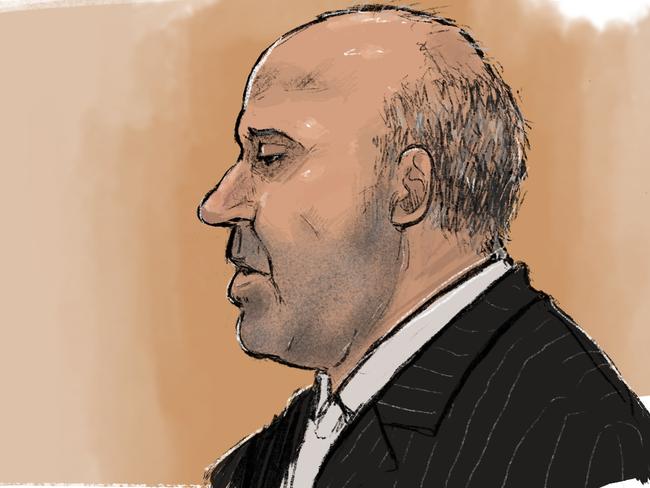 Court sketch of Tony Mokbel. Picture: Nine News