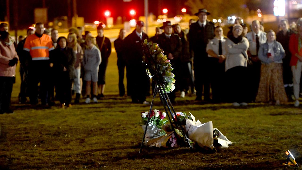 Members of the local community attended an evening vigil for those who lost their lives in the recent bus crash. Picture: NCA NewsWire / Jeremy Piper